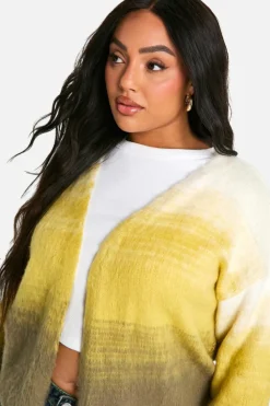 Cardigans|Jumpers & Cardigans*boohoo Plus Fluffy Ombre Knit Cardigan olive