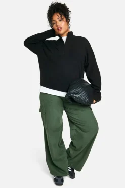 Jumpers*boohoo Plus Half Zip Neck Collared Jumper black