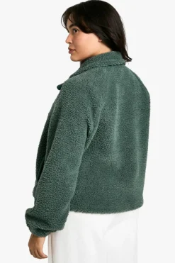 Sweatshirts|Hoodies & Sweatshirts*boohoo PLUS HALF ZIP SIDE POCKET OVERSZIED BORG SWEATSHIRT khaki