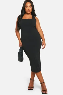 Bodycon Dresses|Midi Dresses*boohoo Plus Halterneck Midi Dress black