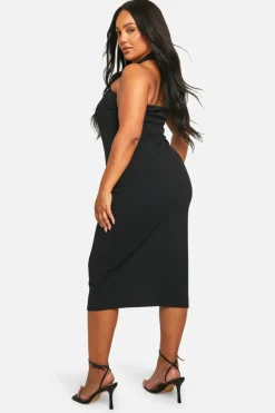 Bodycon Dresses|Midi Dresses*boohoo Plus Halterneck Midi Dress black
