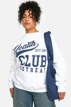 Sweatshirts|Hoodies & Sweatshirts*boohoo Plus Health Club Oversized Sweatshirt ecru