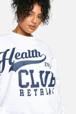 Sweatshirts|Hoodies & Sweatshirts*boohoo Plus Health Club Oversized Sweatshirt ecru
