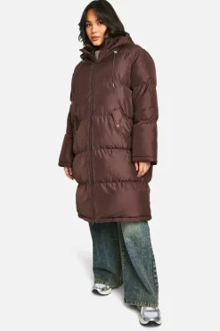 Up To 80% Off Winter Warmers|Puffer Jackets*boohoo Plus Hooded Puffer Coat chocolate