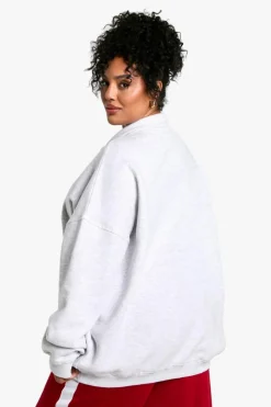 Sweatshirts|Hoodies & Sweatshirts*boohoo Plus Houston Oversized Half Zip Sweatshirt ash grey