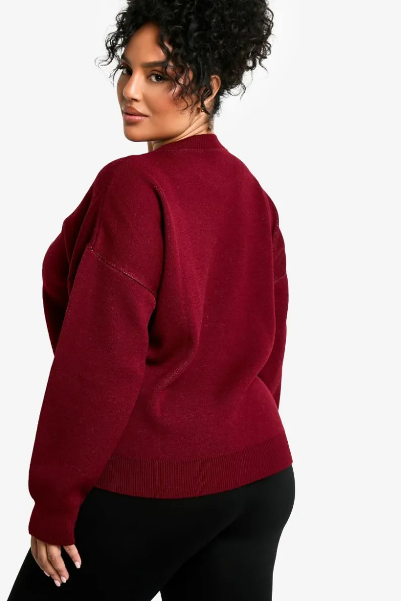 Jumpers*boohoo Plus Jacquard Knit NYC Jumper berry