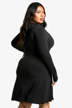 Skater Dresses*boohoo Plus Jersey Ruched Detail Skater Dress black