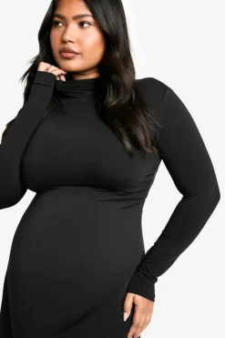 Skater Dresses*boohoo Plus Jersey Ruched Detail Skater Dress black