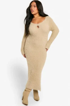 Jumper Dresses|Jumper Dresses*boohoo PLUS KEYHOLE KNITTED MAXI DRESS beige