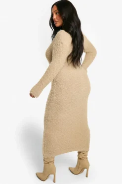 Jumper Dresses|Jumper Dresses*boohoo PLUS KEYHOLE KNITTED MAXI DRESS beige