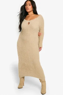 Jumper Dresses|Jumper Dresses*boohoo PLUS KEYHOLE KNITTED MAXI DRESS beige