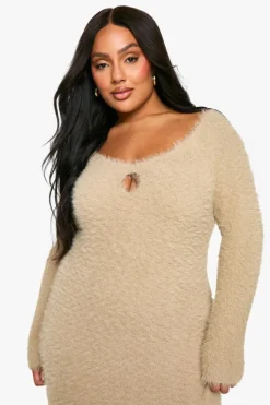 Jumper Dresses|Jumper Dresses*boohoo PLUS KEYHOLE KNITTED MAXI DRESS beige