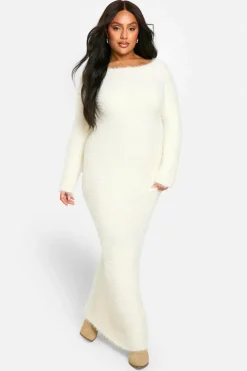 Jumper Dresses|Jumper Dresses*boohoo PLUS KNITTED LONG SLEEVE MAXI DRESS cream