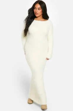 Jumper Dresses|Jumper Dresses*boohoo PLUS KNITTED LONG SLEEVE MAXI DRESS cream
