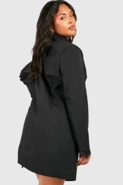 Blazer Dresses|Long Sleeve Dresses*boohoo Plus Lace Insert Blazer Dress black