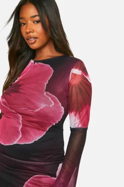 Bodycon Dresses|Maxi Dresses*boohoo Plus Large Floral Low Back Maxi Dress pink