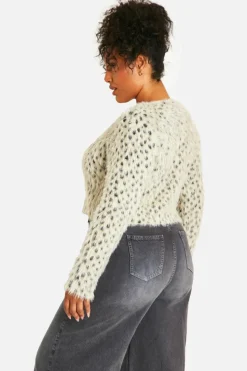 Cardigans|Jumpers & Cardigans*boohoo Plus Leopard Brushed Cardigan ecru