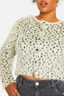 Cardigans|Jumpers & Cardigans*boohoo Plus Leopard Brushed Cardigan ecru