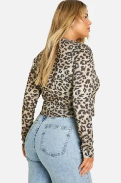 Cardigans|Jumpers & Cardigans*boohoo Plus Leopard Button Front Rib Cardigan brown