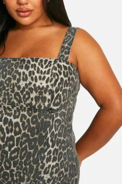 Mini Dresses|Denim*boohoo Plus Denim Mini Dress leopard
