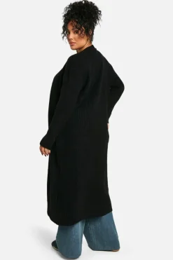 Cardigans|Knitwear*boohoo Plus Longline Knitted Maxi Cardigan black