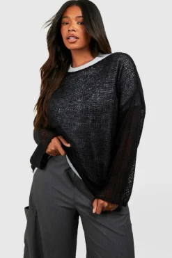 Jumpers|Up To 80% Off Winter Warmers*boohoo Plus Loose Knit Slouchy Jumper black