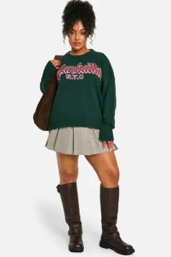 Oversized Jumpers|Jumpers*boohoo Plus Manhatten Oversized Knitted Jumper bottle green