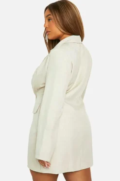 Blazer Dresses*boohoo Plus Marl Double Breasted Blazer Dress beige