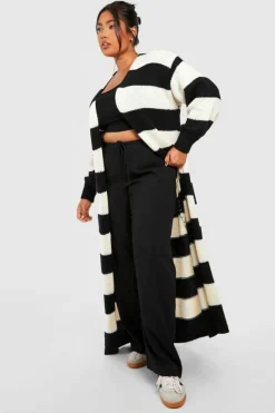 Cardigans|Jumpers & Cardigans*boohoo Plus Maxi Stripe Cardigan black