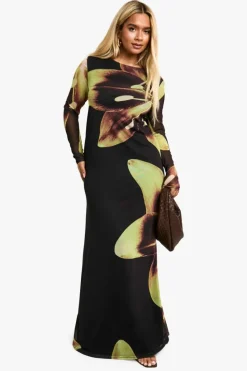 Skater Dresses|Maxi Dresses*boohoo Plus Mesh Low Back Column Maxi Dress black