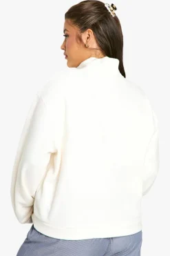 Sweatshirts|Hoodies & Sweatshirts*boohoo Plus Mid Zip Fleece Sweatshirt cream