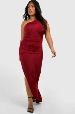 Midi Dresses*boohoo Plus Midi Asymmetric Dress berry
