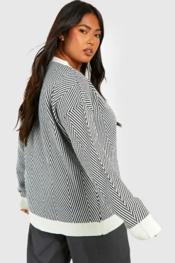 Cardigans|Jumpers & Cardigans*boohoo Plus Mono Oversized Cardigan black