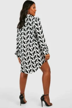 Shirt Dresses|Mini Dresses*boohoo Plus Print Shirt Dress mono
