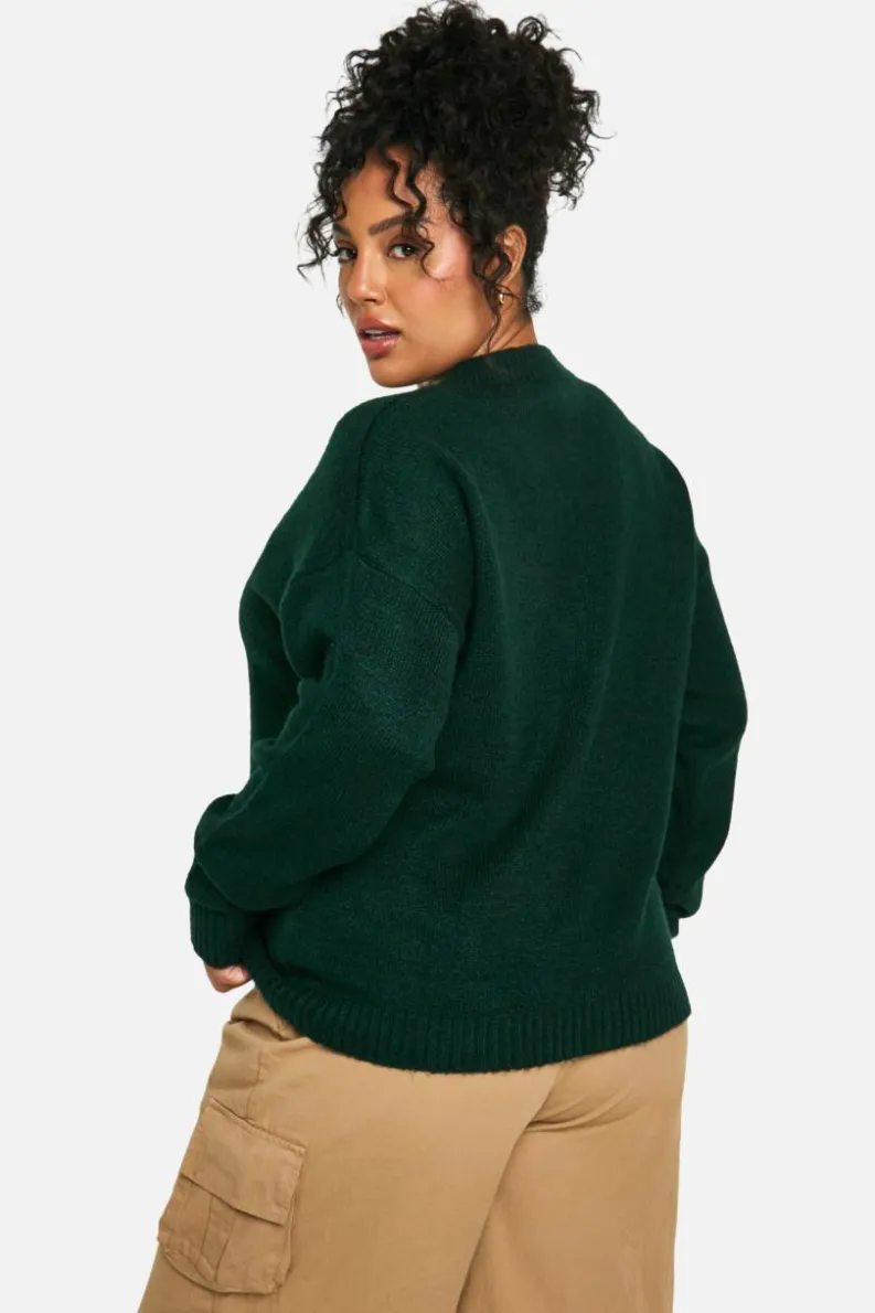 Jumpers*boohoo Plus Nyc Knitted Jumper bottle green