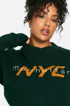 Jumpers*boohoo Plus Nyc Knitted Jumper bottle green