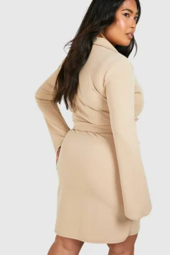Blazer Dresses*boohoo Plus Obi Waist Skort Blazer Dress stone