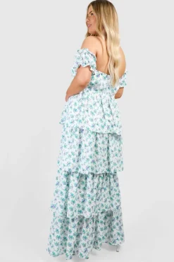 Skater Dresses*boohoo Plus Off The Shoulder Ruffle Maxi Dress ivory