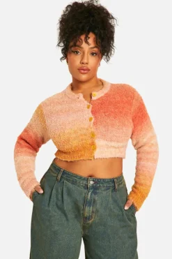 Cardigans*boohoo Plus Ombre Fluffy Knit Cardigan peach