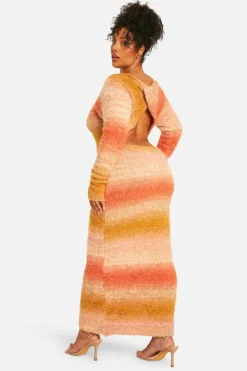 Jumper Dresses|Jumper Dresses*boohoo Plus Ombre Fluffy Knit Midaxi Dress peach