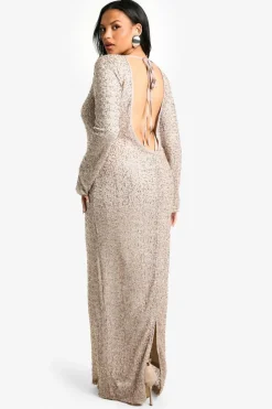 Maxi Dresses*boohoo Plus Open Back Hand Embellished Maxi Dress mocha