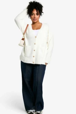 Cardigans|Jumpers & Cardigans*boohoo Plus Oversized Soft Knit Boyfriend Cardigan cream