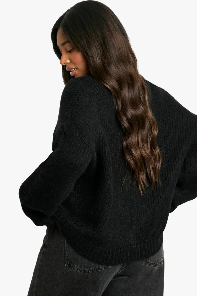 Cardigans|Jumpers & Cardigans*boohoo Plus Oversized Soft Knit Boyfriend Cardigan black