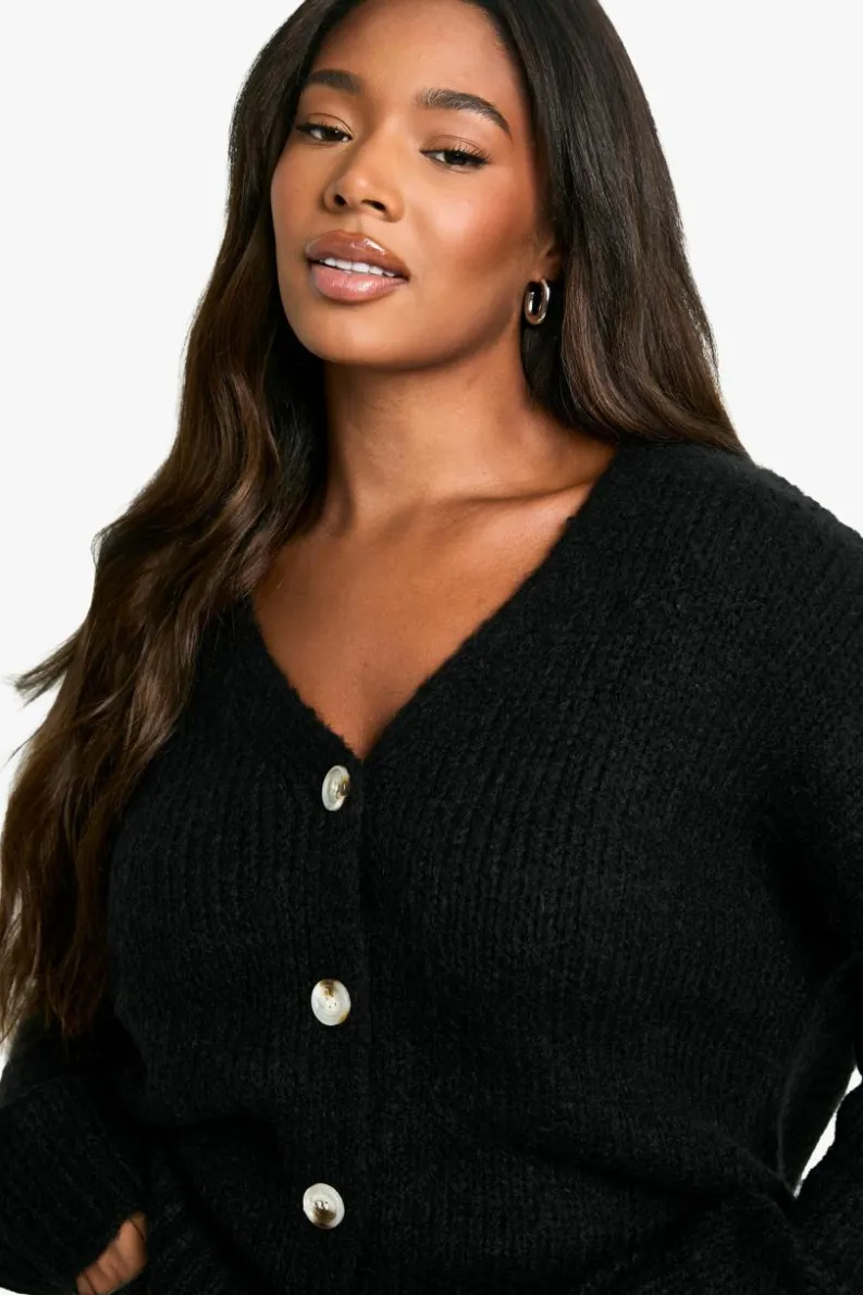 Cardigans|Jumpers & Cardigans*boohoo Plus Oversized Soft Knit Boyfriend Cardigan black