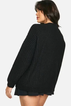 Cardigans*boohoo Plus Oversized Soft Knit Chunky Boyfriend Cardigan black