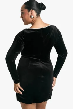 Skater Dresses|Mini Dresses*boohoo Plus Pearl Square Neck Skater Dress black