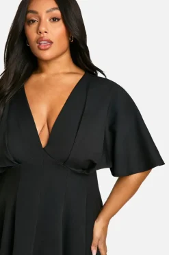 Skater Dresses|Mini Dresses*boohoo Plus Pleated Skirt Skater Dress black