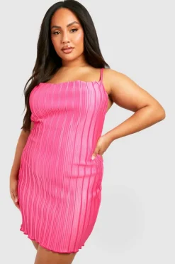 Cami Dresses*boohoo Plus Plisse Cowl Neck Cami Dress bubblegum