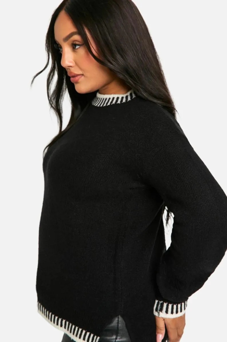 Jumpers|Jumpers & Cardigans*boohoo Plus Premium Contrast Trim Jumper black