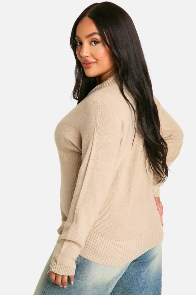 Cardigans|Up To 80% Off Winter Warmers*boohoo Plus Premium Rib Oversized Slouchy Knitted Cardigan oatmeal
